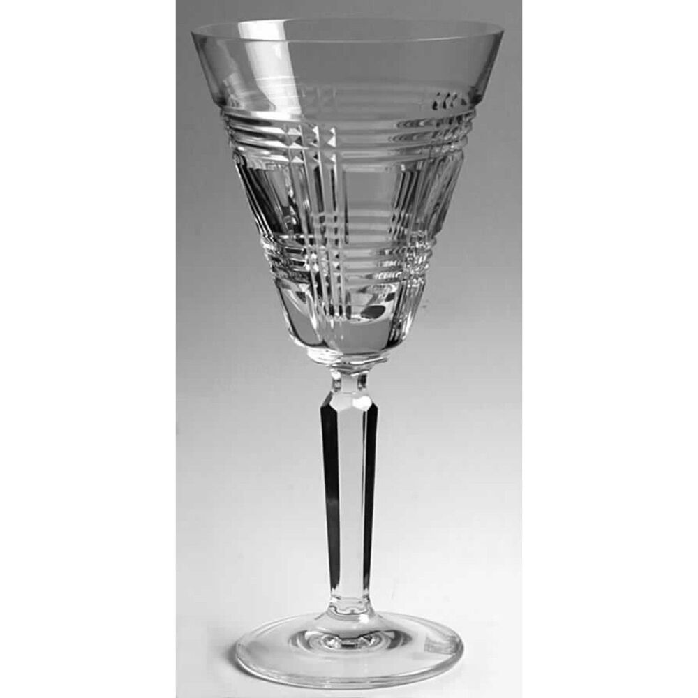Ralph Lauren Glen Plaid Classic Set of 2 Wine Water Glass Goblet Stemware 8 5/8"